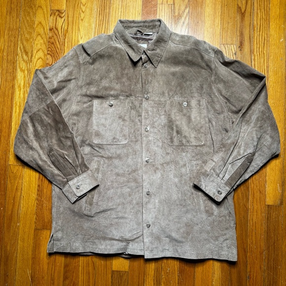 Perry Ellis Men's Brown Suede Shirt Jacket - Picture 1 of 8